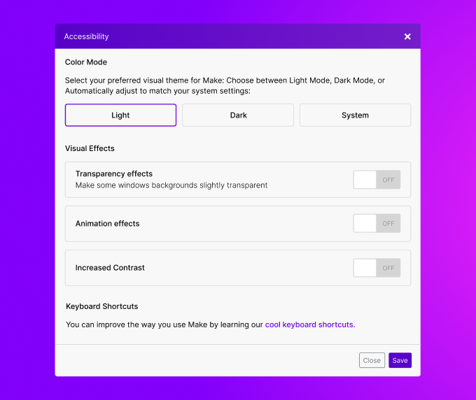 Customizable Settings Window
